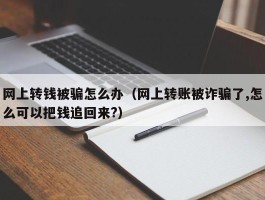 网上转钱被骗怎么办（网上转账被诈骗了,怎么可以把钱追回来?）