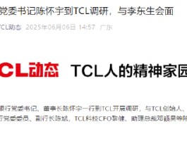 进出口银行党委书记陈怀宇到TCL调研：将针对TCL所急所需强化支持