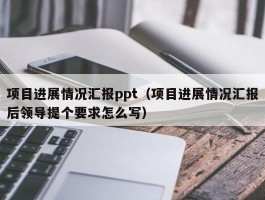 项目进展情况汇报ppt（项目进展情况汇报后领导提个要求怎么写）
